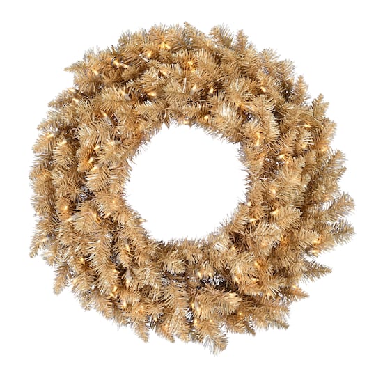 36&#x22; Warm White Dura-Lit&#xAE; LED Gold Fir Wreath